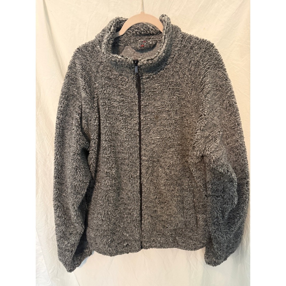 BDG Urban Outfitters Grey Teddy Fleece Full Zip Mock Neck Jacket Large
